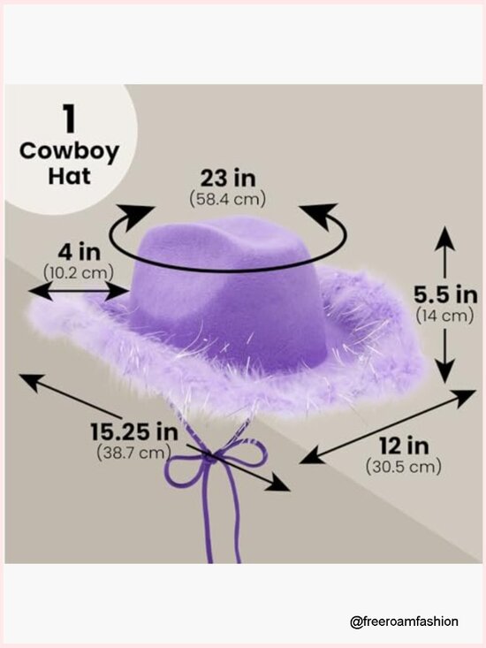 Cowboy Hat with Feather Trim - Party Headpiece Festival Cowgirl Hat One Size main image 5